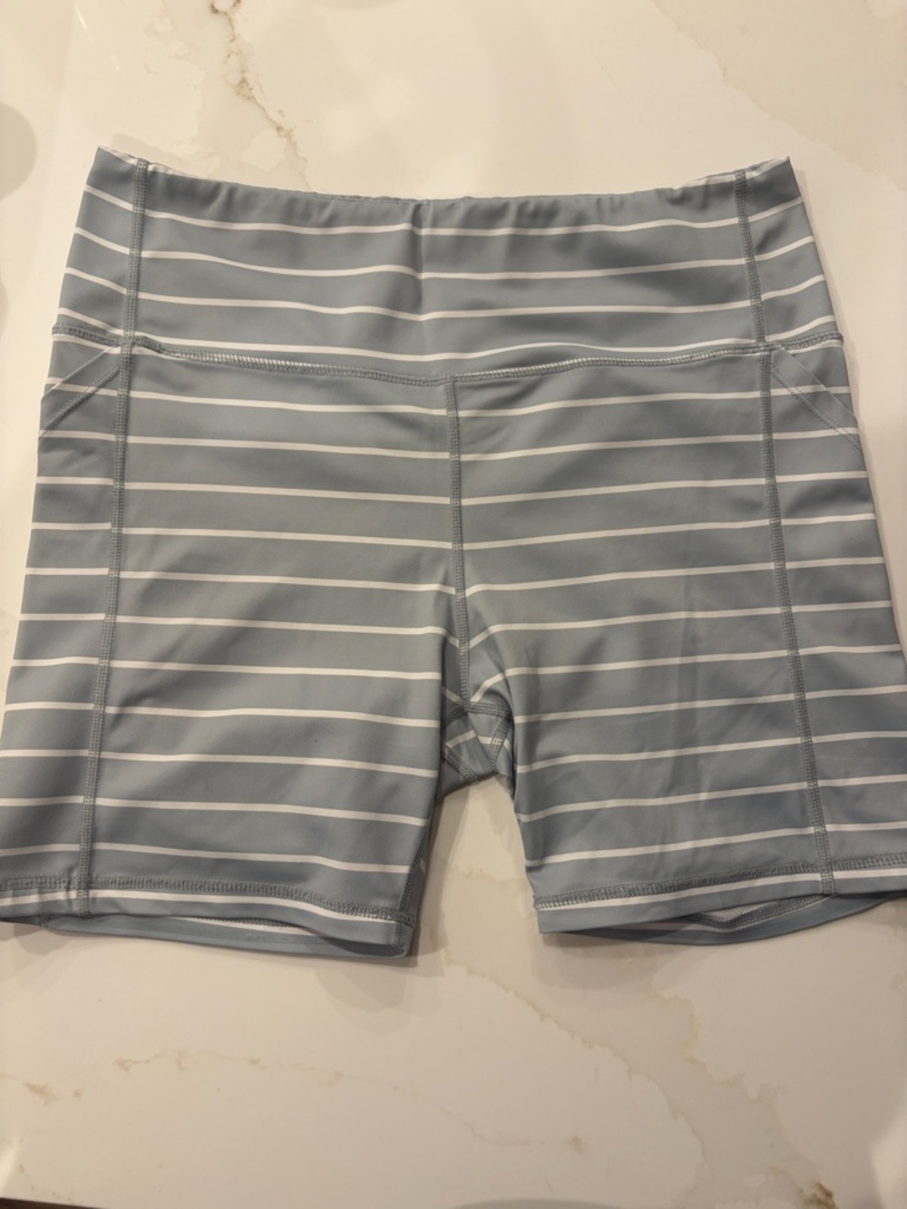 KIAVA Light Blue and White Striped Bike Shorts